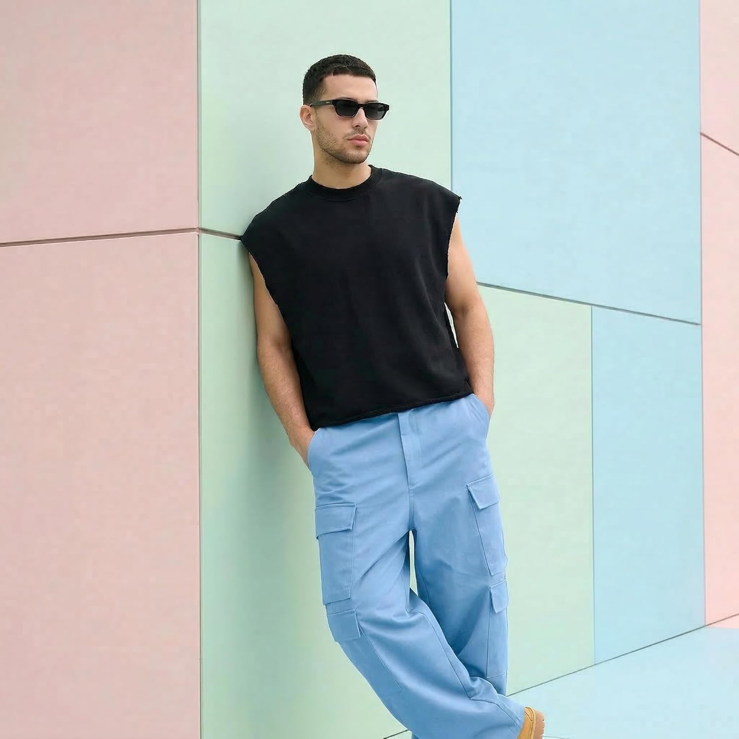Luca Canotta Oversize Hombre – Top Streetwear Crop Ajustado en French Terry Pesado