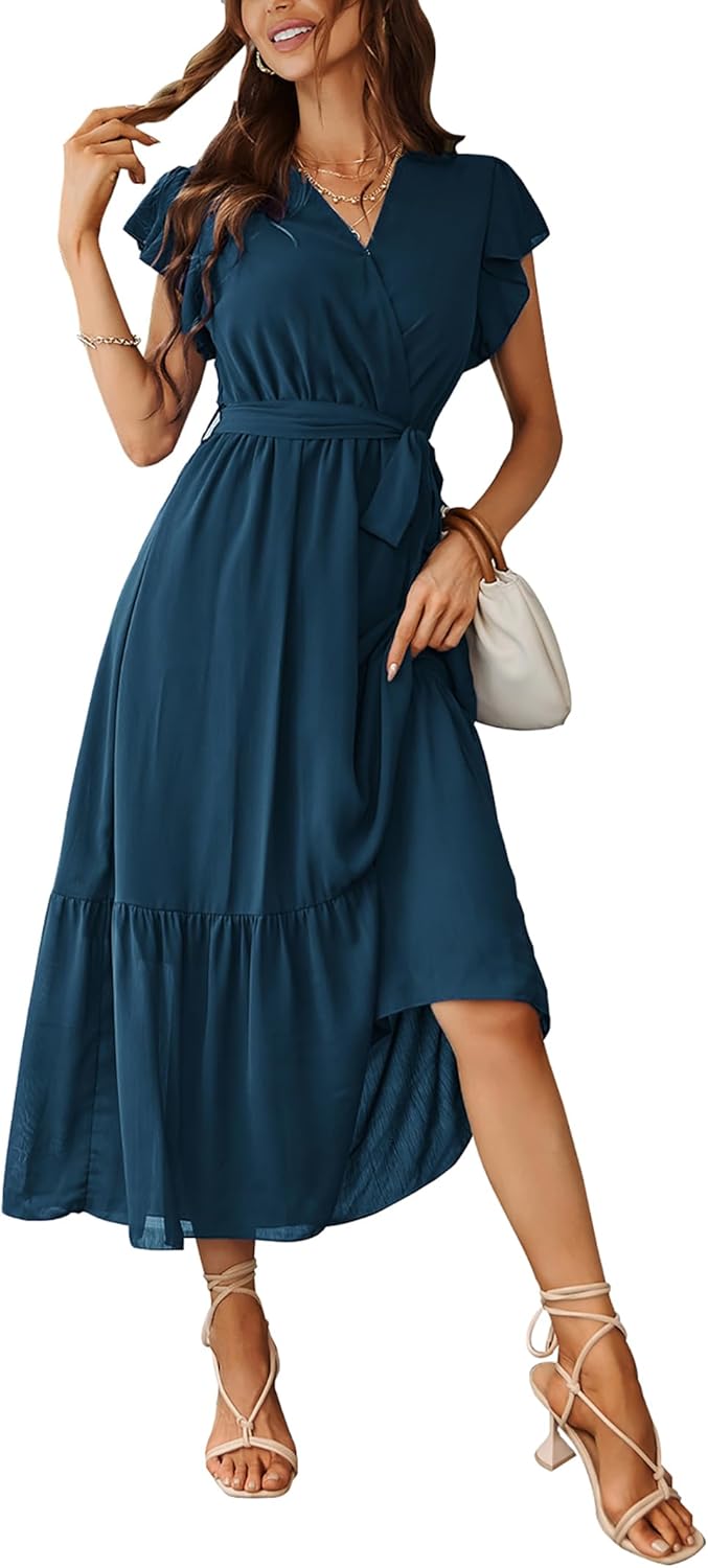 Valentina Vestito Boho da Donna – Abito Maxi Floreale con Scollo V e Cintura