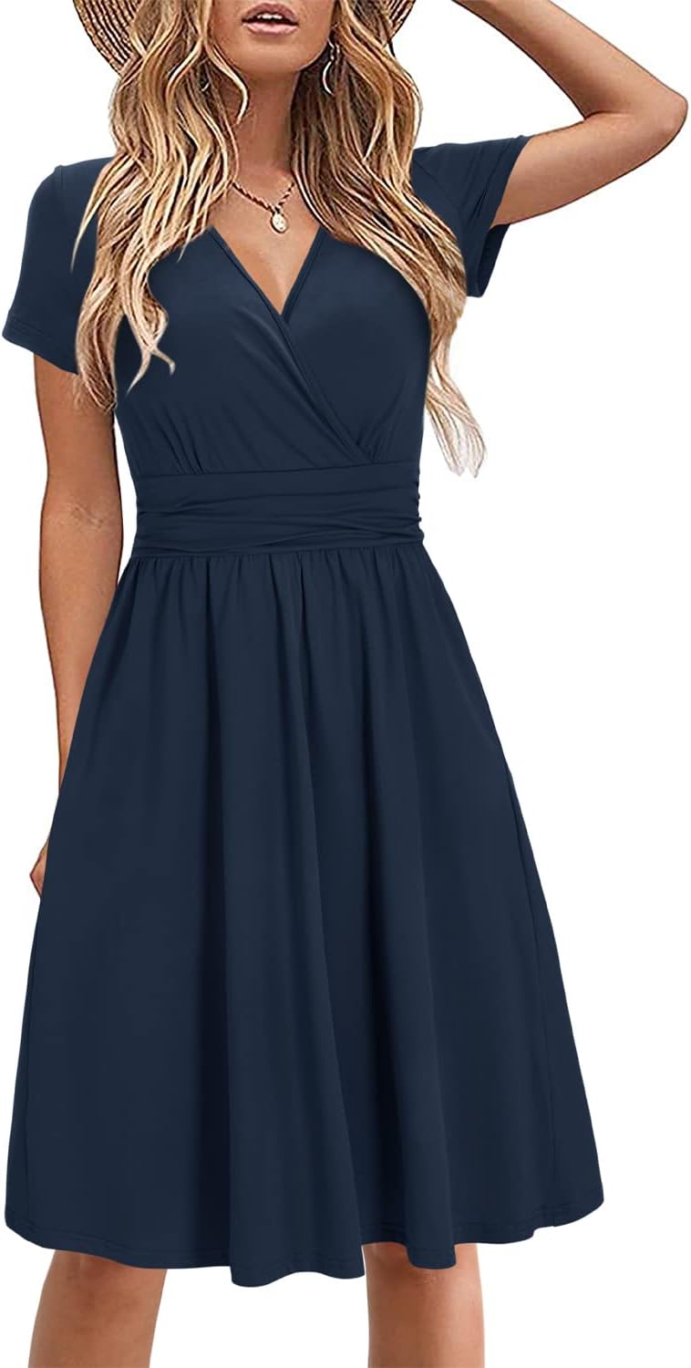Elena Abito Midi Donna Floreale – Vestito Estivo con Scollo a V e Tasche