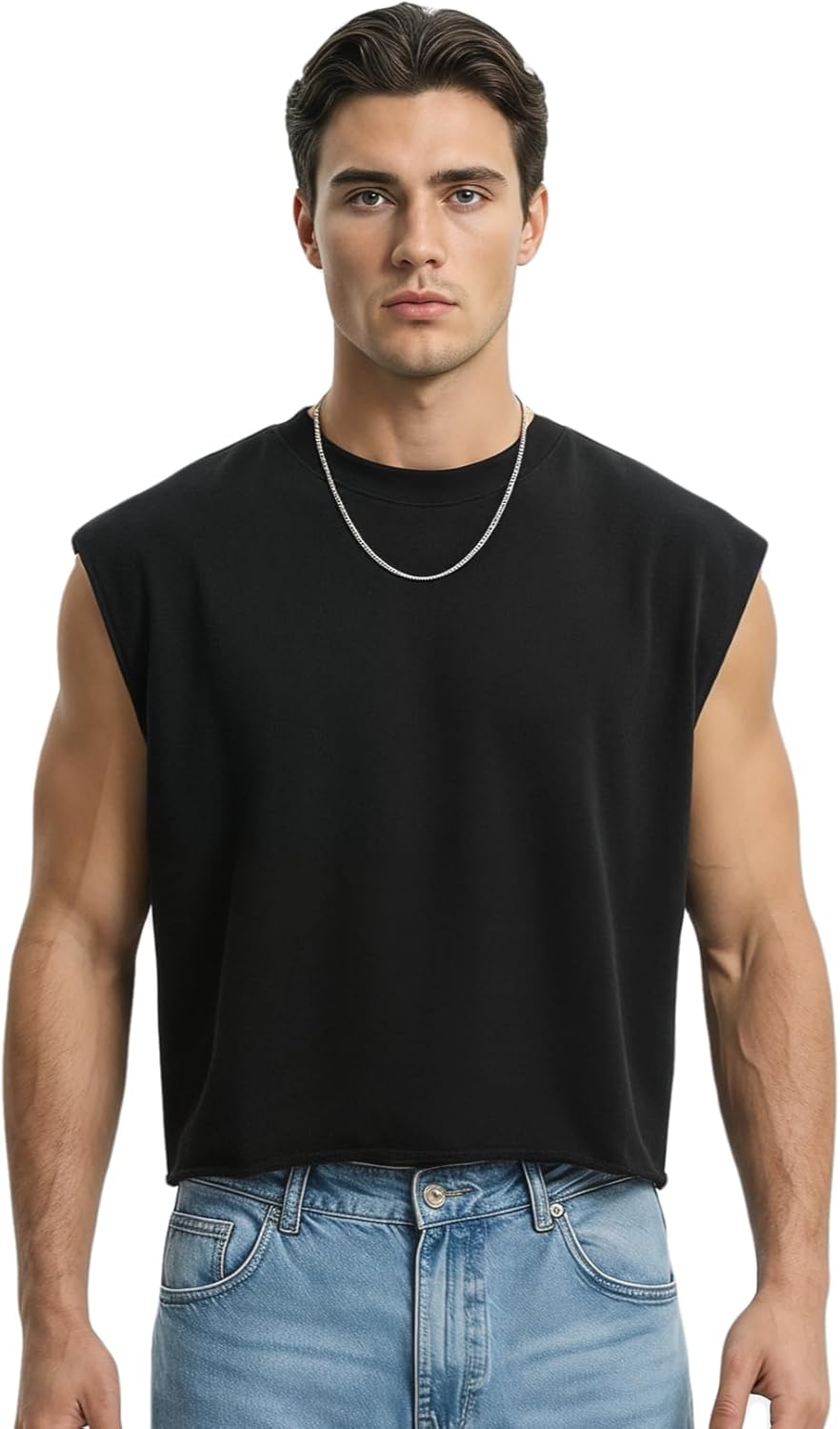 Luca Canotta Oversize Hombre – Top Streetwear Crop Ajustado en French Terry Pesado