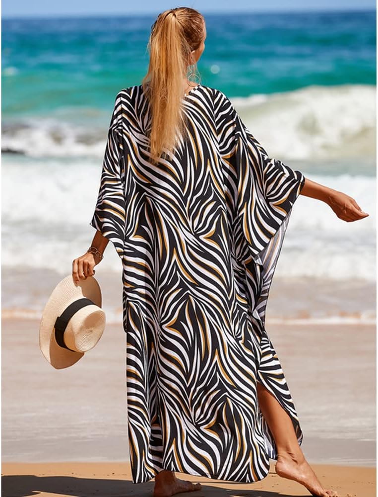 Isabella Caftano Maxi da Donna – Abito Boho da Spiaggia con Scollo V
