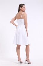 Chiara Robe Femme Mini d'Été – Bretelles Col V, Nœud Frontale Poches Chic