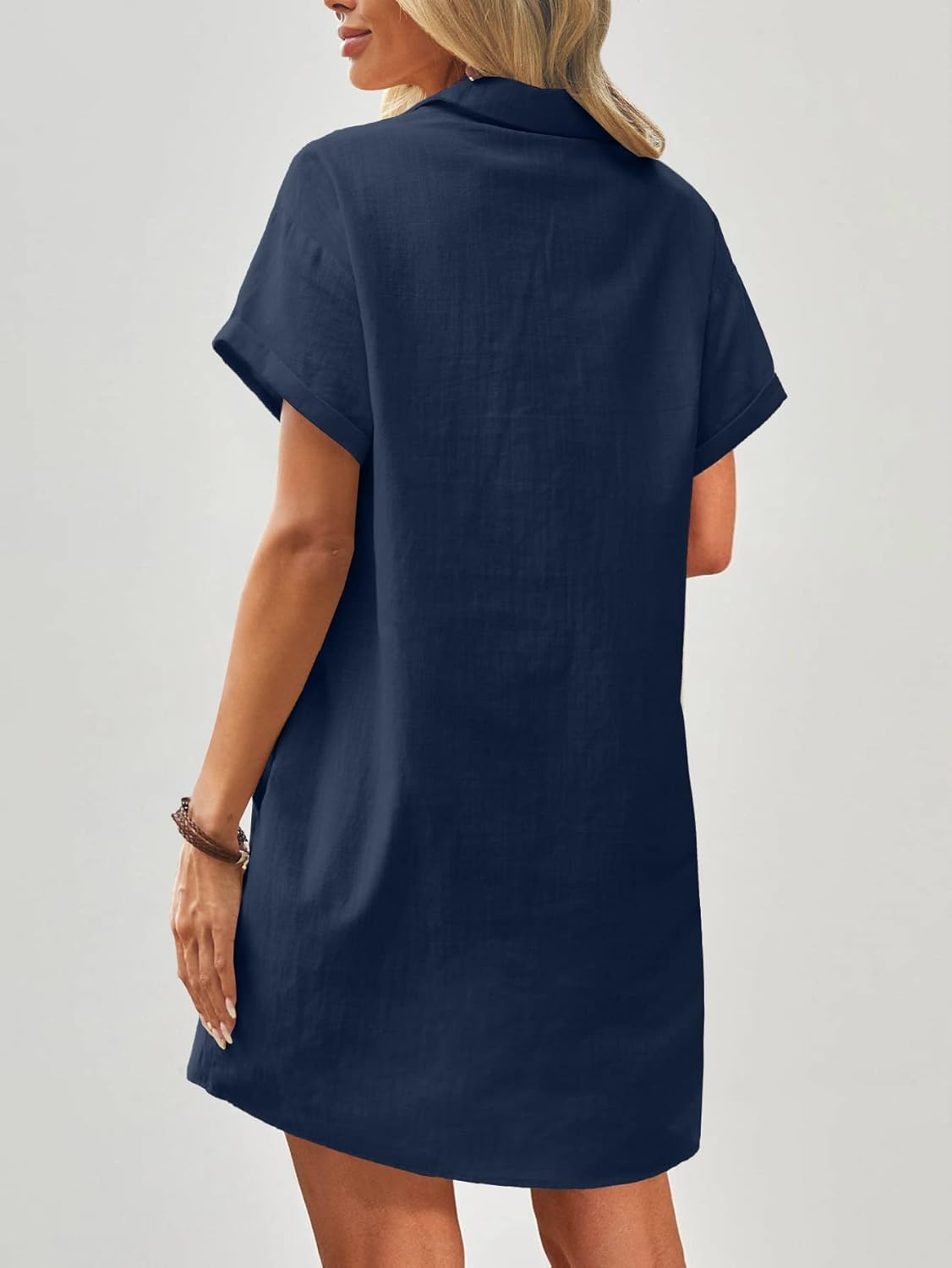 Hayne Abito Donna Cotone Lino – Maniche Corte, Bottoni, Tasche Casual Estivo