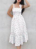 Jaimee Robe Femme Maxi Florale – Bretelles Réglables, Smock, Ligne A Estival