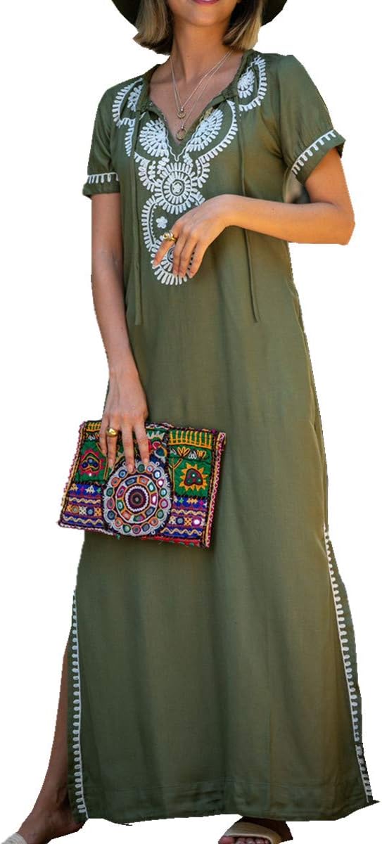 Aurora Women's Boho Beach Caftan – Oversized Floral Cover-Up Summer