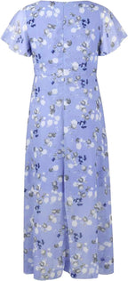 Giulia Robe Femme Maxi Fleurie – Col V, Manches Volants Bohème Élégante d'Été