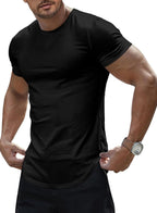 T-shirt slim fit Luca pour homme – T-shirt sportif extensible à manches courtes