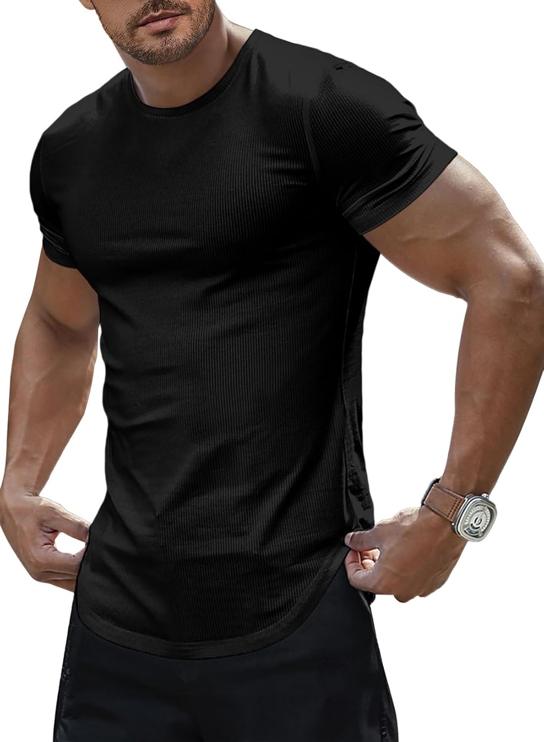 Camiseta ajustada Luca para hombre – Camiseta deportiva elástica de manga corta