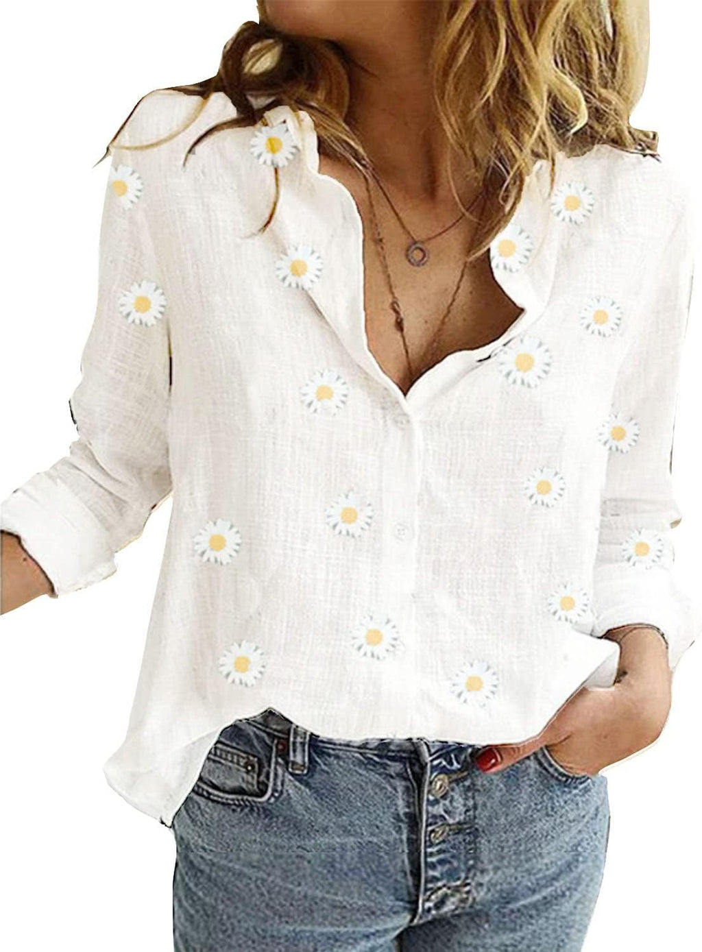Elisa Blusa Donna – Scollo V, Maniche Lunghe, Tunica Lino Casual Elegante