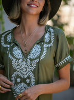 Aurora Women's Boho Beach Caftan – Oversized Floral Cover-Up Summer