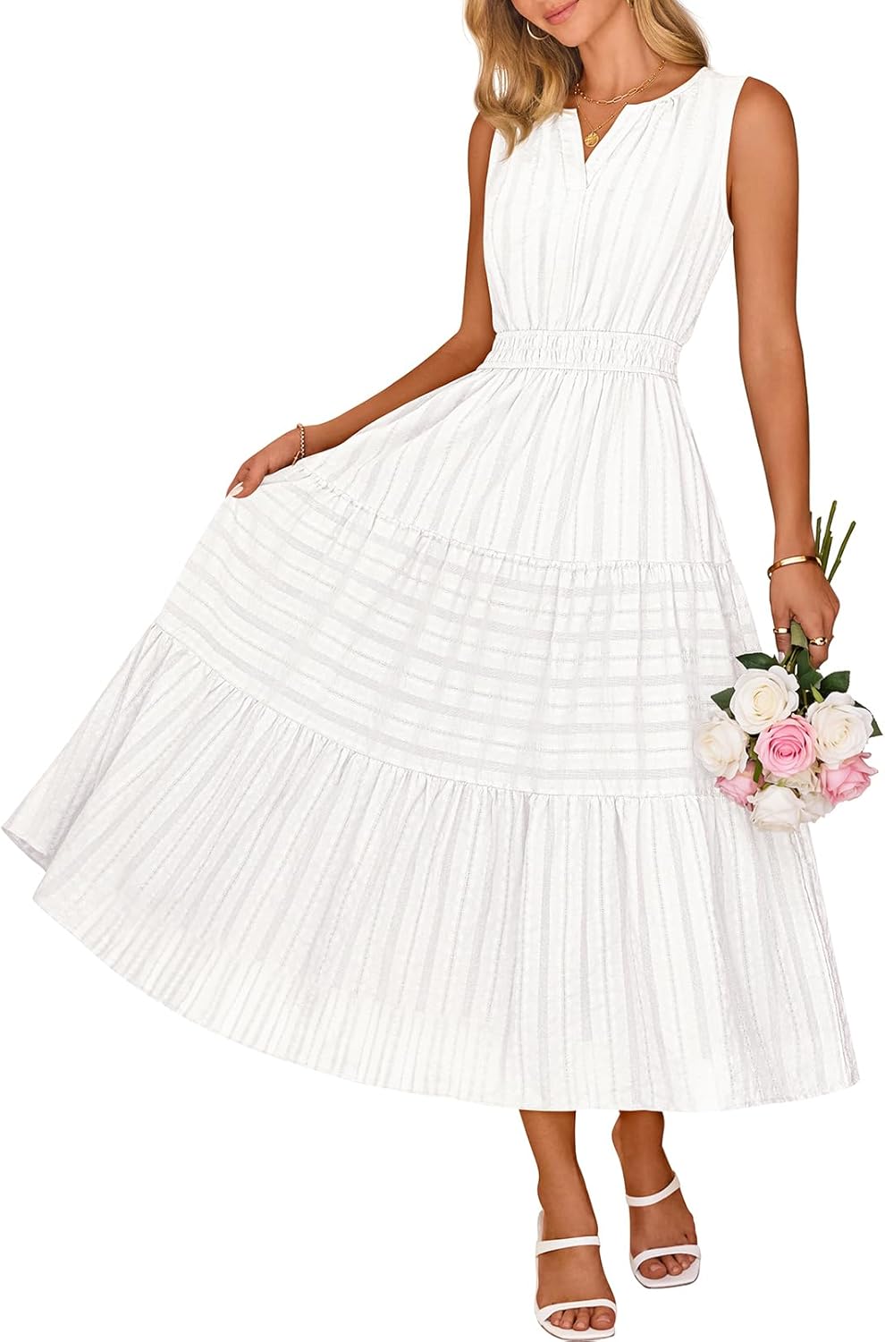 Alessia Women's Maxi Boho Dress – V-Neck, Cotton, A-Line, Pockets Summer