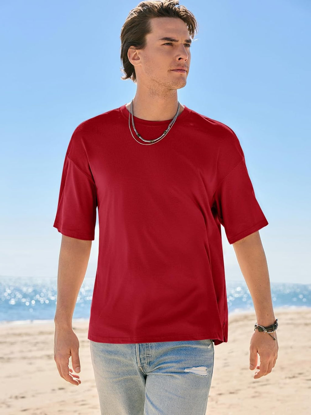 T-shirt oversize Luca pour homme en coton – T-shirt décontracté col rond style urbain