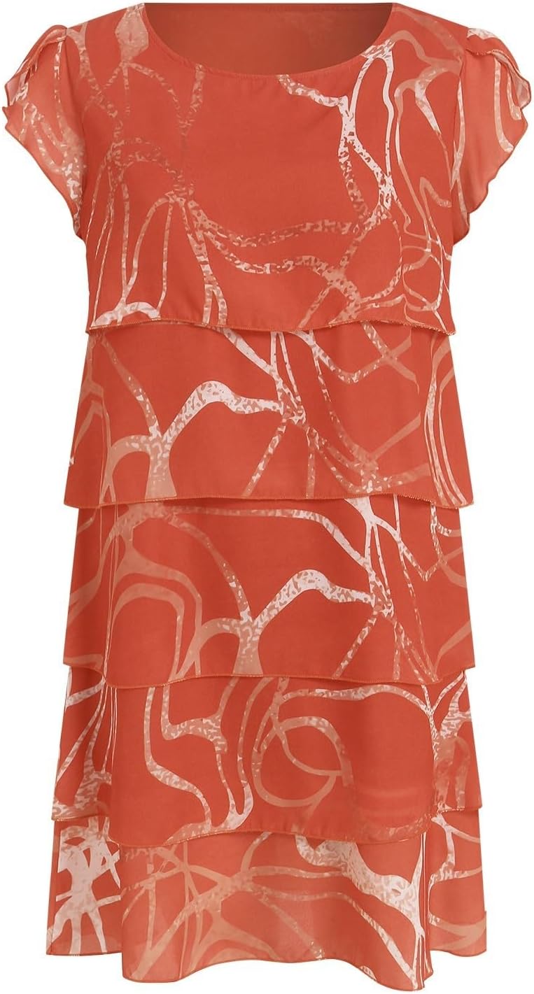 Aurora Vestito Boho Estivo da Donna – Abito Midi Floreale con Volant e Scollo Rotondo