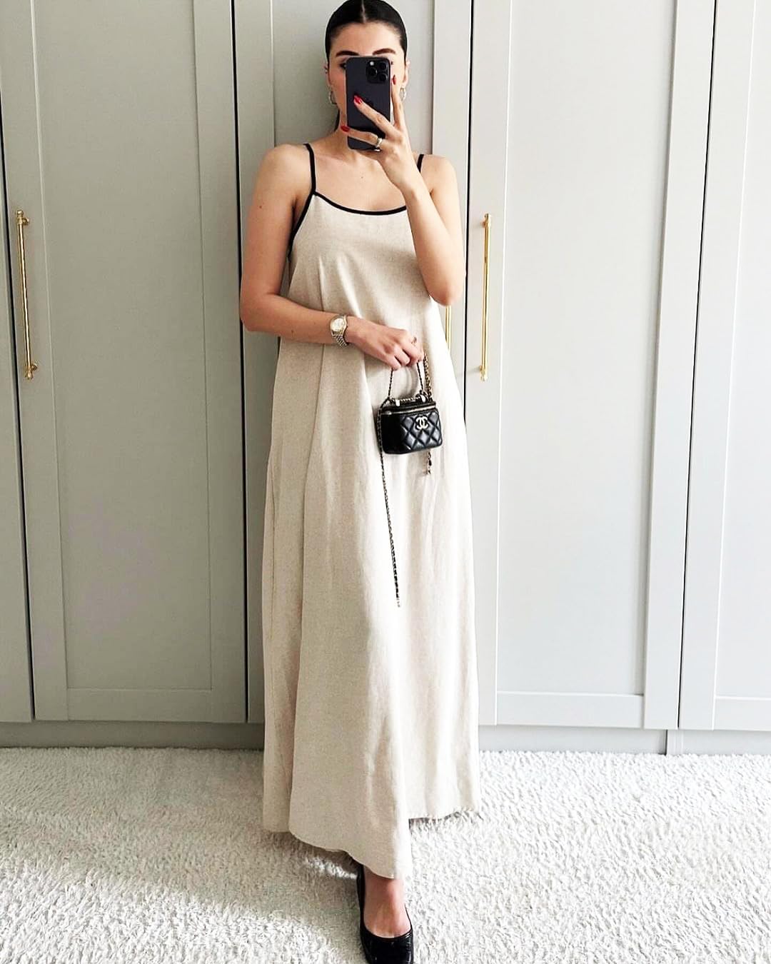 Vestido maxi de mujer Martina – lino, tirantes finos, espalda descubierta, casual