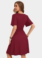 Aileen Abito Estivo Donna – Vestito con Scollo a V, Maniche a Volant e Tasche
