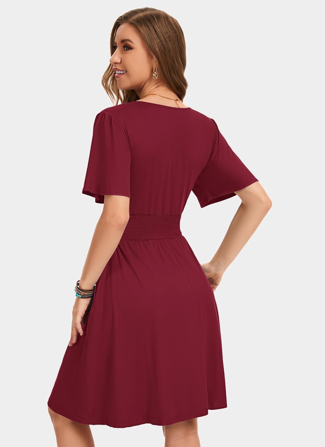 Aileen Abito Estivo Donna – Vestito con Scollo a V, Maniche a Volant e Tasche