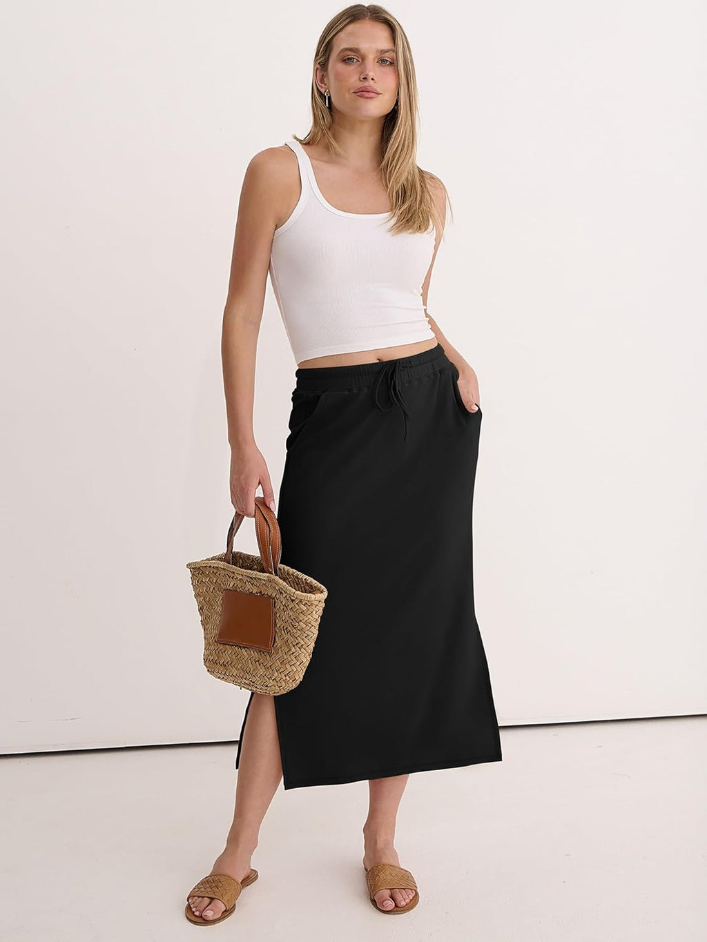 Jessa Gonna Maxi Donna – Gonna Lunga Casual Chic con Vita Regolabile e Spacchi Laterali