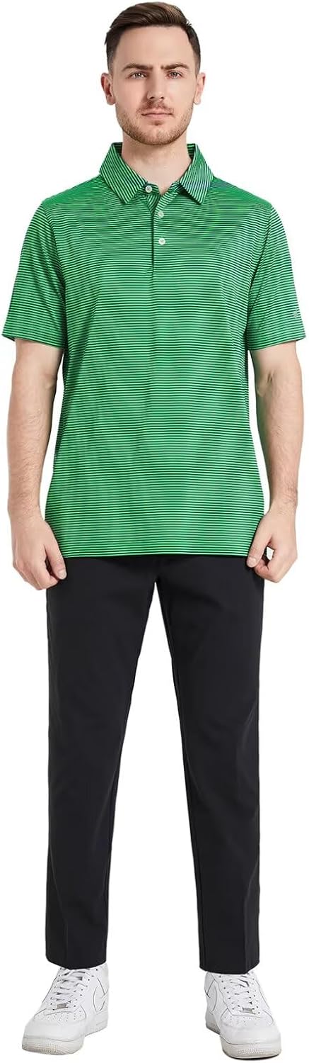 Polo de golf Alessio pour homme – Polo technique Dry-Fit rayé avec protection UV