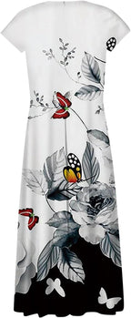 Valeria Vestito Elegante da Donna – Abito Lungo Floreale con Scollo V e Corsetto
