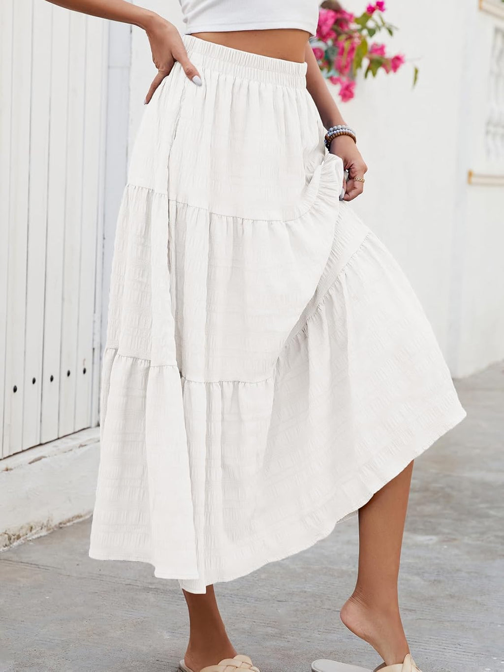 Giulia Gonna Maxi Donna a Balze – Gonna Lunga Elegante con Tasche e Vita Elasticizzata