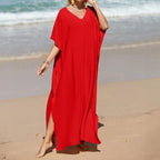 Soraia Robe de Plage Femme – Robe Bohème Plage, Paréo Long avec Franges