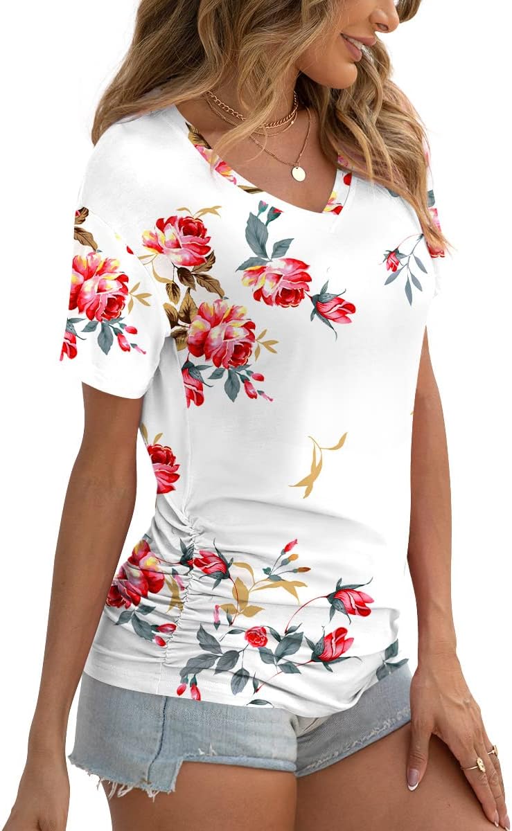 Valeria Maglia Donna – Scollo V, Arricciature Laterali, Tunica Casual Elegante