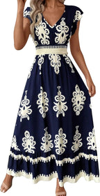 Giulia Vestito Maxi Boho da Donna – Abito Estivo Floreale Casual da Spiaggia