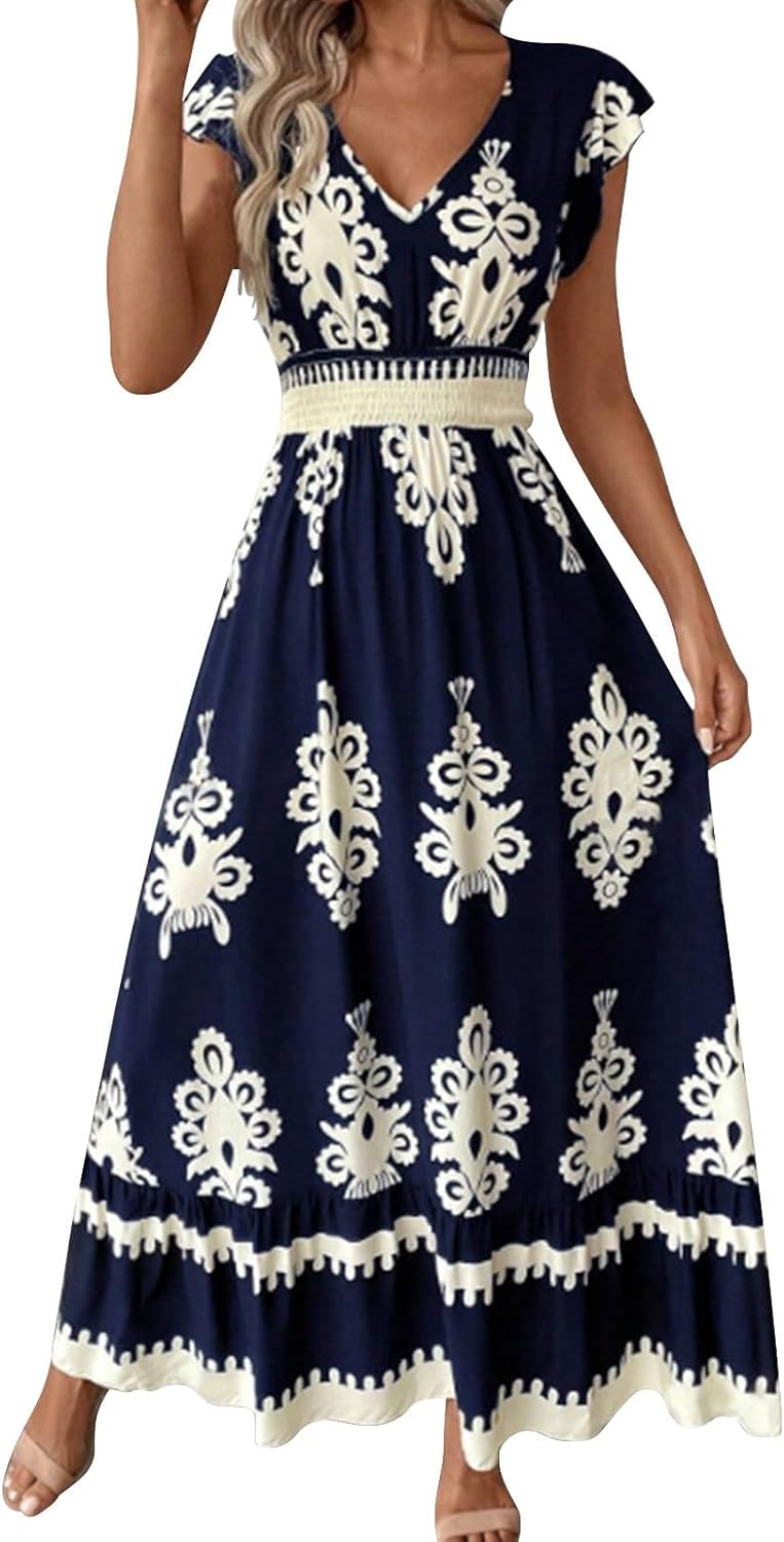 Giulia Vestito Maxi Boho da Donna – Abito Estivo Floreale Casual da Spiaggia