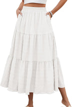 Giulia Gonna Maxi Donna a Balze – Gonna Lunga Elegante con Tasche e Vita Elasticizzata