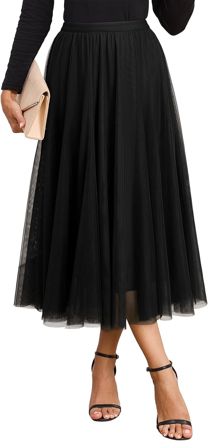 Gonna Cassy Donna – Falda midi de tul elegante con cintura alta