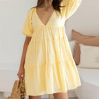Haily Robe Premaman Mini – Col V, Dentelle, Ligne A, Robe Grossesse Estivale