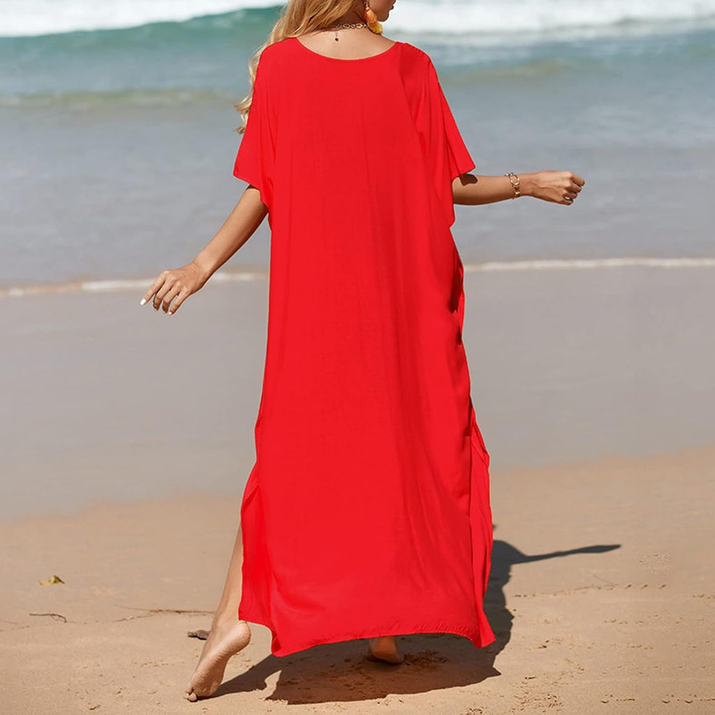 Soraia Robe de Plage Femme – Robe Bohème Plage, Paréo Long avec Franges