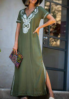 Aurora Women's Boho Beach Caftan – Oversized Floral Cover-Up Summer