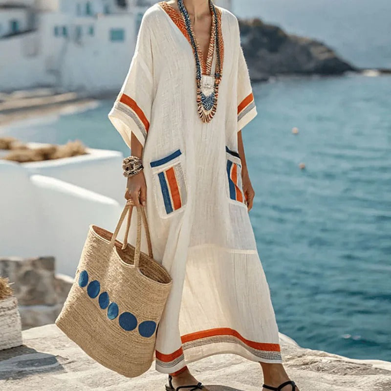 Alisia Abito Lungo Donna – Maxi Dress Elegante con Tasche & Vestibilità Fluida Estiva