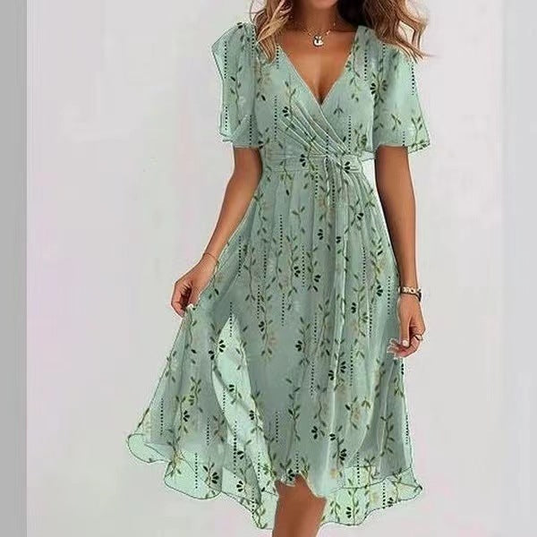 Everly Vestito Midi Donna – Floreale, Scollo a V Elegante & Vestibilità Fluida