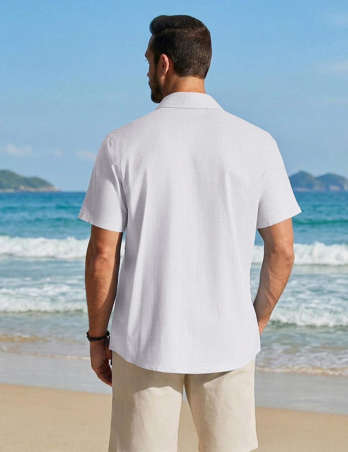Damian Chemise d'été pour homme – Chemise en coton texturé avec poche poitrine et boutons