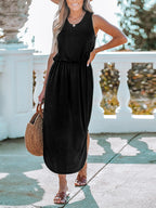 Camilla Vestito Maxi da Spiaggia Donna – Abito Elegante con Spacco e Vita Elasticizzata