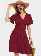 Aileen Abito Estivo Donna – Vestito con Scollo a V, Maniche a Volant e Tasche