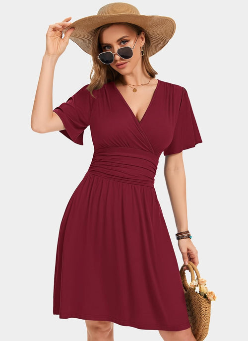 Aileen Abito Estivo Donna – Vestito con Scollo a V, Maniche a Volant e Tasche