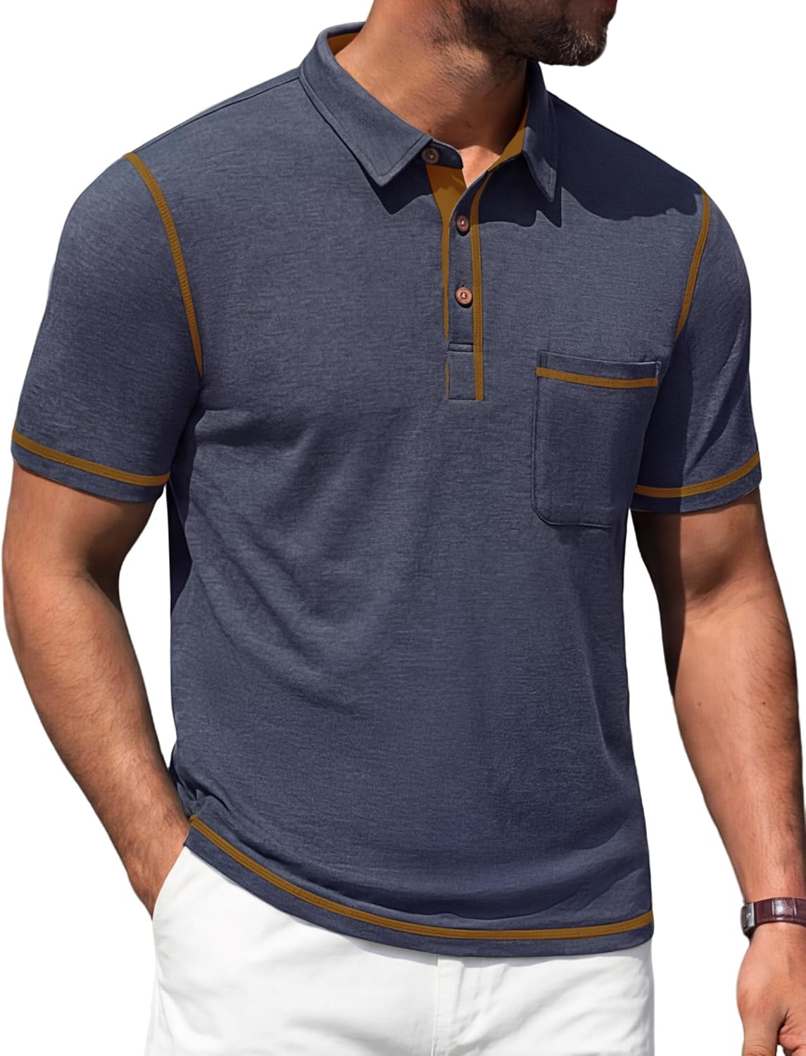 Andrea Polo para Hombre con Bolsillo – Polo Casual Elegante en Algodón Ligero