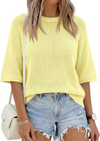 Chiara Maglia Donna – Top Crochet Estivo, Maniche Corte, Girocollo Casual