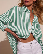 Sofia Chemise Femme – Blouse Rayée Oversize, Boutons, Manches Longues Décontractée