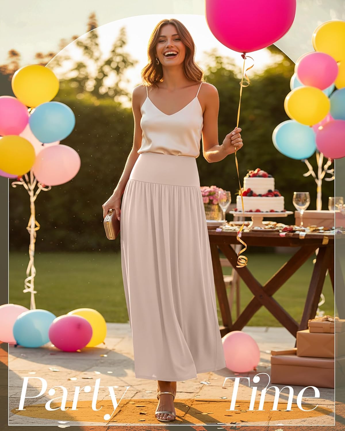 Conjunto Martina 3 Faldas Maxi Mujer – Faldas Largas Plisadas de Cintura Alta con Bolsillos
