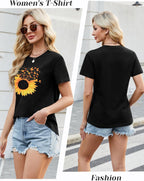 Sofia T-Shirt Femme – Pull Graphique Col Rond, Manches Courtes Basique Décontracté