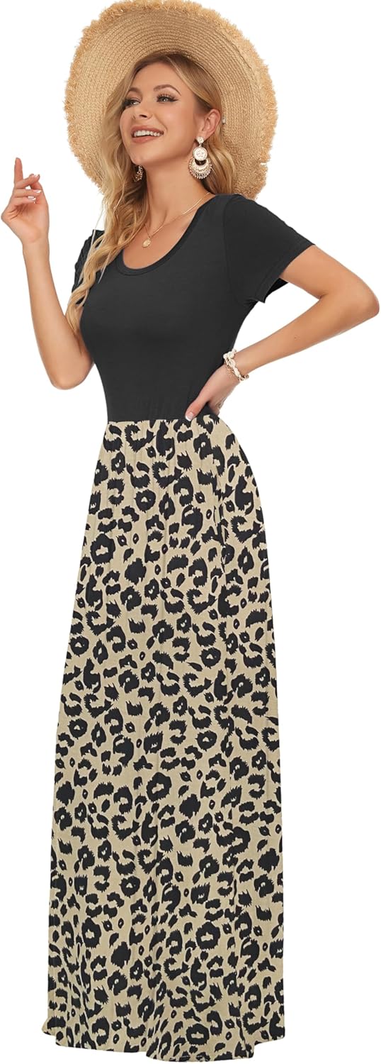 Sofia Vestito Maxi Donna – Abito Lungo Casual con Tasche e Vita Elasticizzata