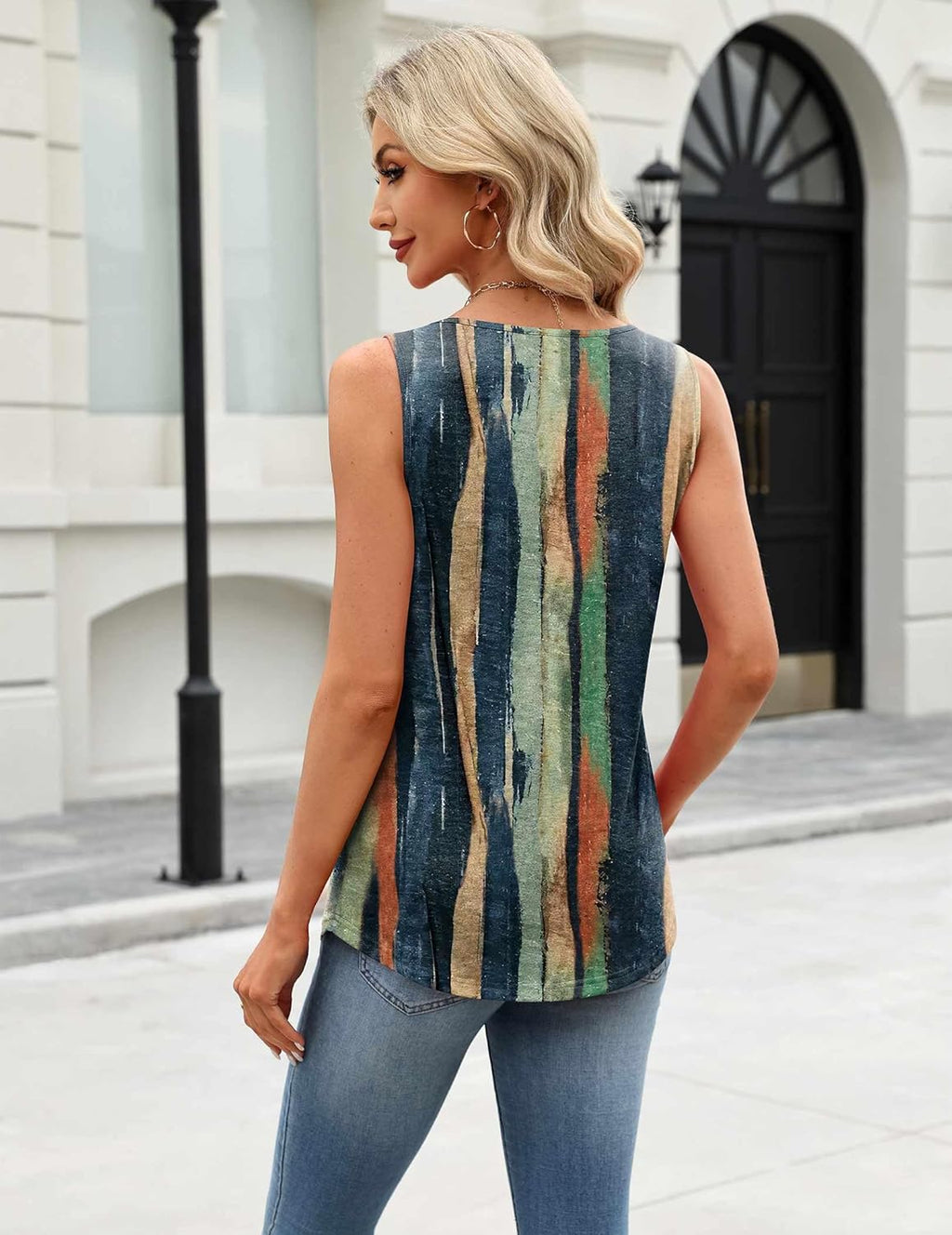 Canotta Alessia para mujer – Top plisado sin mangas, casual elegante túnica