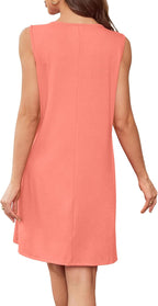 Robe Femme Elena Estivale – Sans Manches, Dentelle Col Rond, Ligne A Décontractée