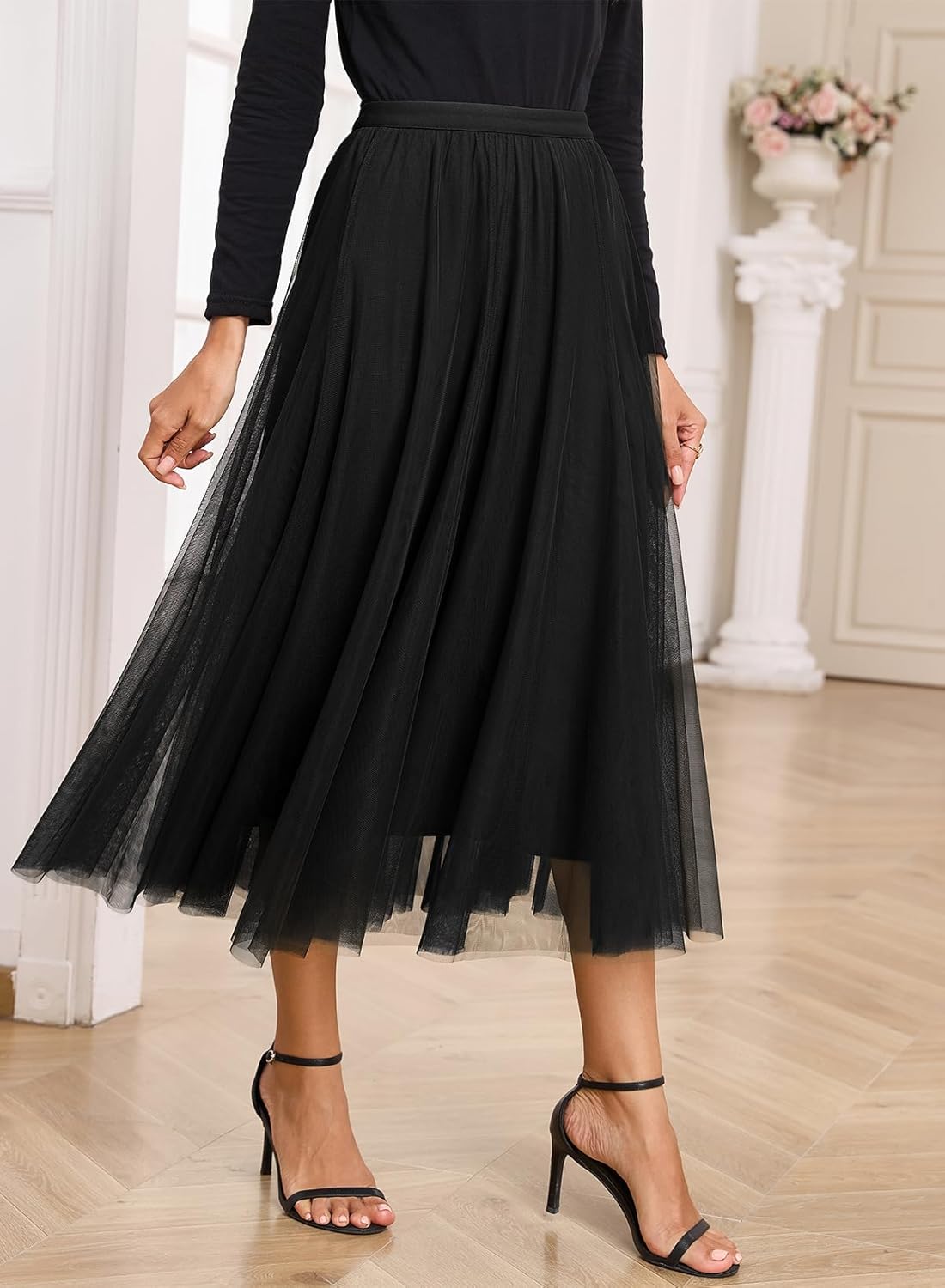Cassy Skirt for Women – Elegant High-Waisted Midi Tulle Skirt