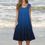 Marta Abito Donna Boho Midi – Vestito Senza Maniche Plissé Plus Size Estivo