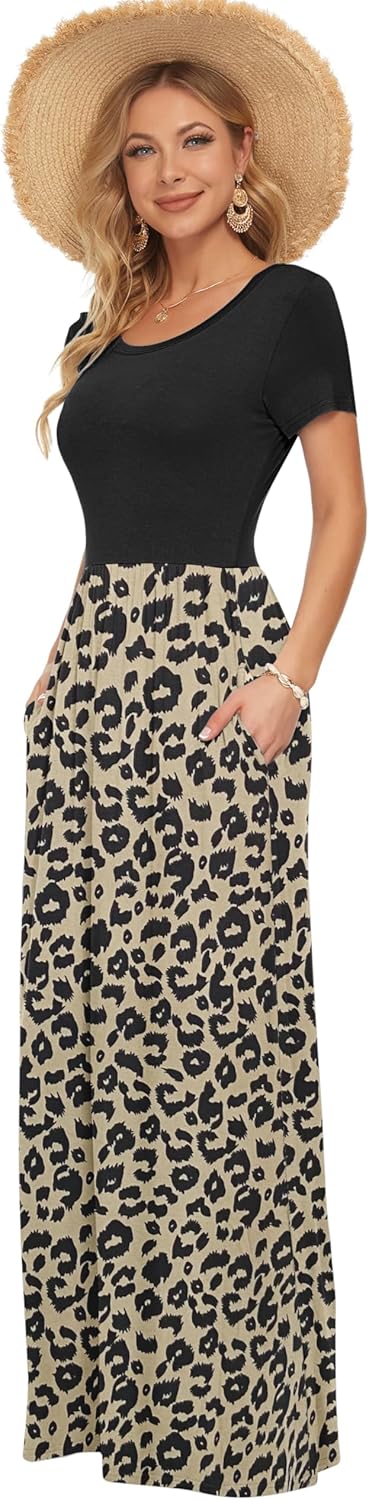 Sofia Vestito Maxi Donna – Abito Lungo Casual con Tasche e Vita Elasticizzata